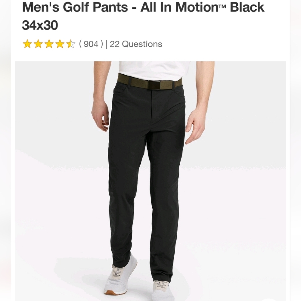 NWT Target Black Men's 34x30 Golf Pants